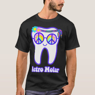 T-shirt Rétro molar tooth hippie peace dentaire