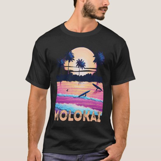 T-shirt Retro Molokai Hawaii Souvenir Surf (Devant)