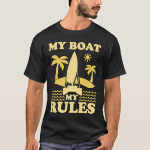 T-shirt Rétro Mon Bateau Mes Règles Catamaran Capitaine
