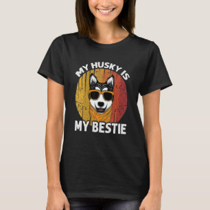 T-shirt Retro Mon Husky Est Mon Bestie Vintage Huskies Chi
