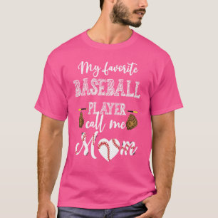 T-shirt Rétro Mon Joueur De Baseball favori Appelez-Moi Ma