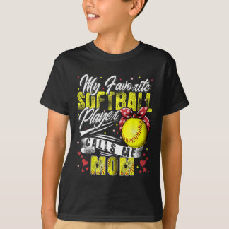 T-shirt Rétro Mon Joueur De Softbyll Favori M'appelle Mama