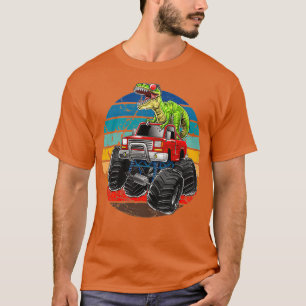 T-shirt Retro Monster Truck Dinosaur Vintage Sunset Cadeau