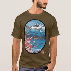 T-shirt Retro Mont Fuji Japon Art esthétique Cherry Blosso