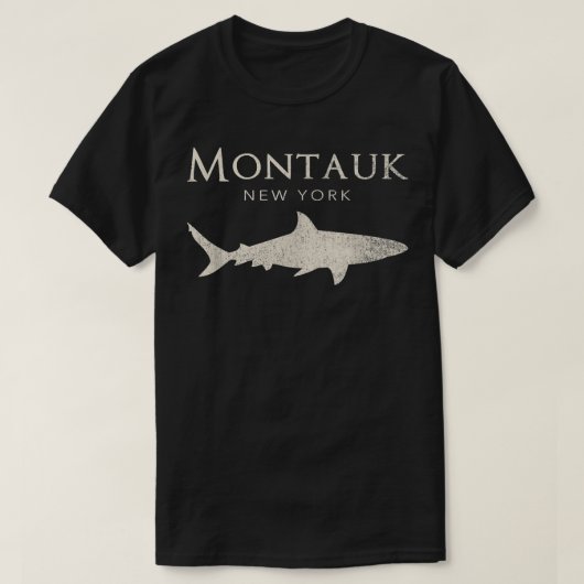 T-shirt Retro Montauk NY Shark (Design devant)