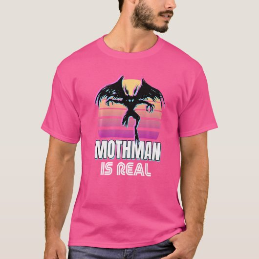 T-shirt Retro Mothman 80s Cryptid Sunset (Devant)