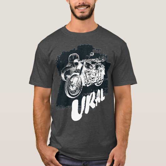 T-shirt Retro Motorcycle UralVintage Sidecar Premium (Devant)