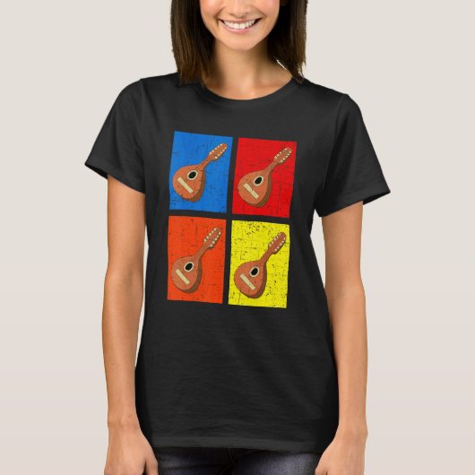 T-shirt Retro Music String Instrument Mandolin (Devant)