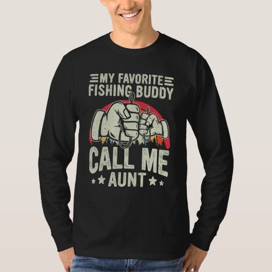 T-shirt Retro My Favorite Fishing Buddy Call Me Aunt Fishi (Devant)