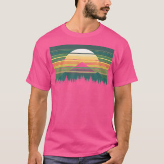 T-shirt Retro Nature Montagnes Vintages Arbres Randonnée