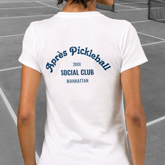 T-shirt Retro Navy Après Pickle Ball Social Club White