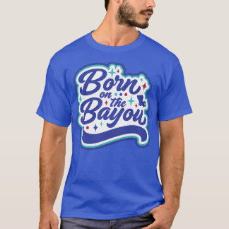 T-shirt Retro Né sur Bayou Word Art Louisiana Louisi
