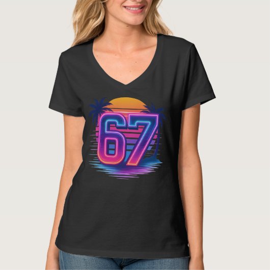 T-shirt Retro Neon 67 Esthétique (Devant)