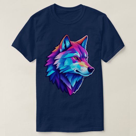 T-shirt Rétro néon bas poly Wolf (Design devant)