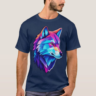 T-shirt Rétro néon bas poly Wolf