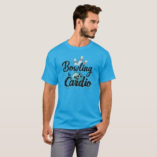 T-shirt Retro Neon "Bowling Is My Cardio" Funny Bowling (Devant entier)
