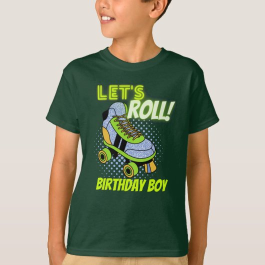 T-shirt Retro Neon Roller Patins Lets Roll Anniversaire Ga (Devant)