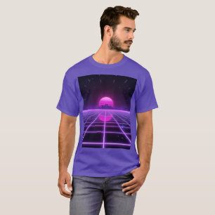 T-shirt Rétro Néon Synthwave 80s Grille Infinie Esthétique