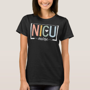 T-shirt Retro NICU Nurse ICU Neonatal Rainbow Team Tiny Hu
