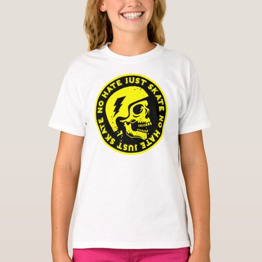 T-shirt Retro no Hate Just Skull (Devant)
