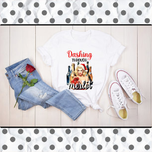 T-shirt Retro Noël Dashing through the Merlot Pinup