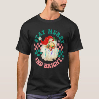T-shirt Retro Noël Vintage Père Noël Restez Joyeux Et Bril