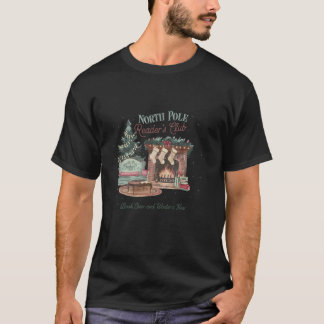 T-shirt Retro North Pôle Book Club Hot Cocoa Bookworm Chri