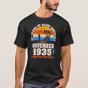T-shirt Rétro Novembre 1935 87 Année Pêche 87e Birt