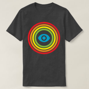 T-shirt rétro oeil de visibilité d'arc-en-ciel