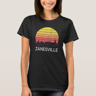 T-shirt Rétro Ohio Zanesville Skyline Vintage Urban Buildi