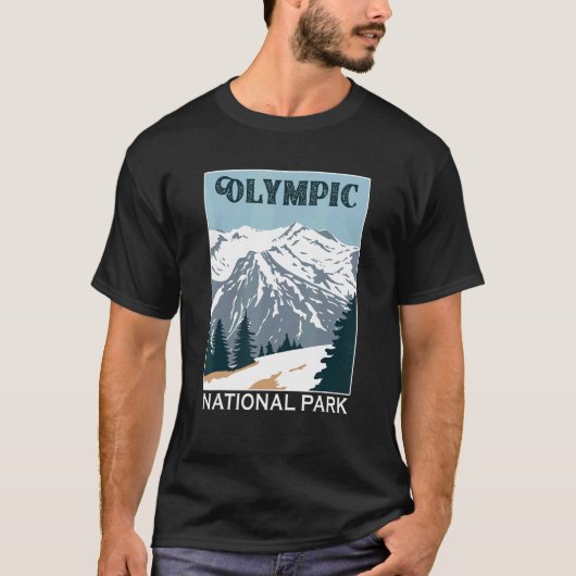 T-shirt Retro Olympic National Park Mountain Camping Souve (Devant)