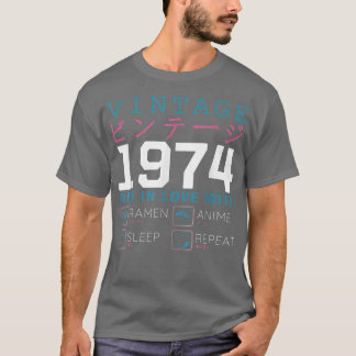 T-shirt Retro Otaku Kanji Vintage 1974 Anniversaire Ramen