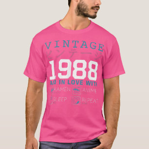 T-shirt Retro Otaku Kanji Vintage 1988 Anniversaire Ramen