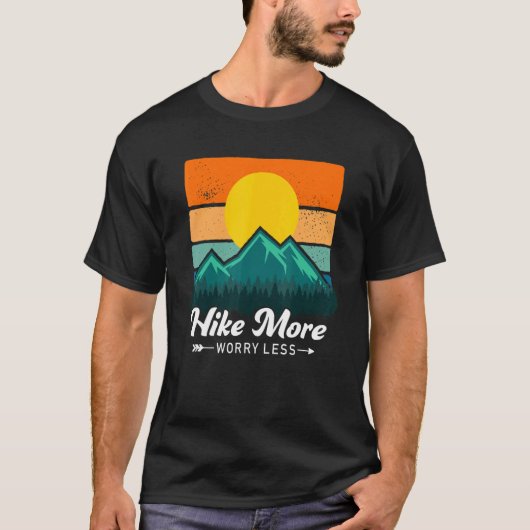 T-shirt Rétro Outdoor Hike More Worry Less Trekking Hiking (Devant)