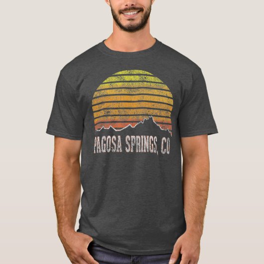 T-shirt Retro Pagosa Springs Colorado Mountain Sunset (Devant)