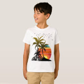 T-shirt Rétro Palm Trees Mountain Sunset (Devant entier)