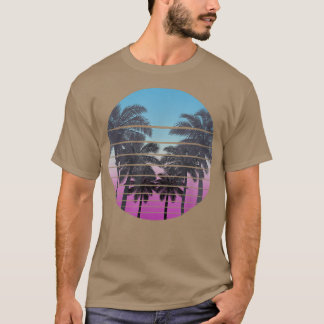 T-shirt Retro Palm Trees Vaporwave Sunset 1980