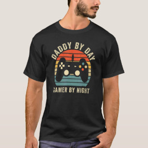 T-shirt Retro Papa By Day Gamer By Night Gaming Papa Faune