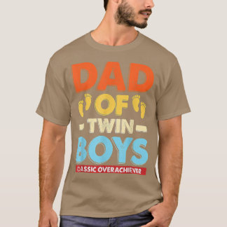 T-shirt Retro Papa Of Twin Boys Classic Overachiever Père