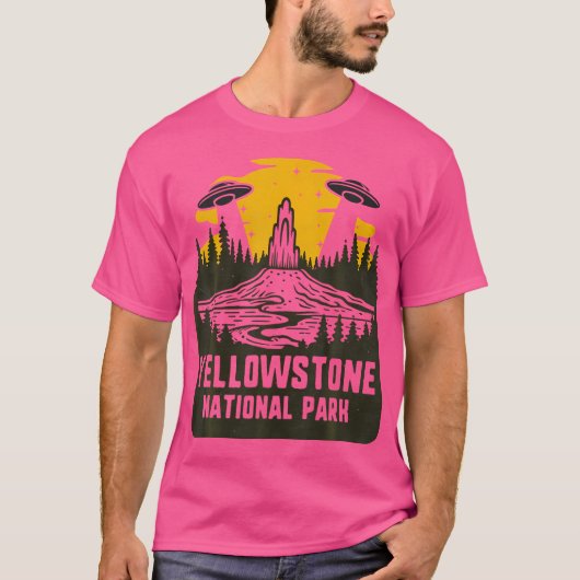 T-shirt Rétro Parc national de Yellowstone Cryptid Ufo Abd (Devant)