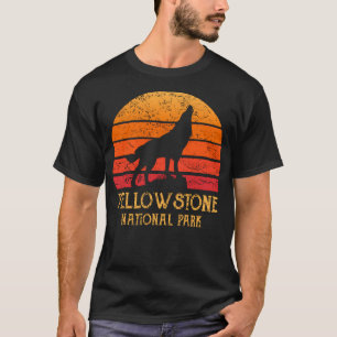 T-shirt Rétro Parc national Sun Yellowstone Loup Vintage Y