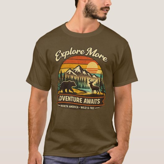 T-Shirt Rétro Parcs Nationaux – Explorez Plus d'Av (Devant)