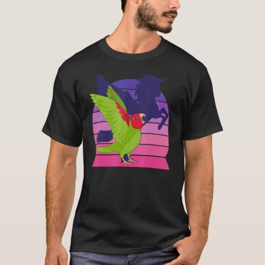 T-shirt Retro Parrot I Winged Unicorn I hurler masque roug (Devant)