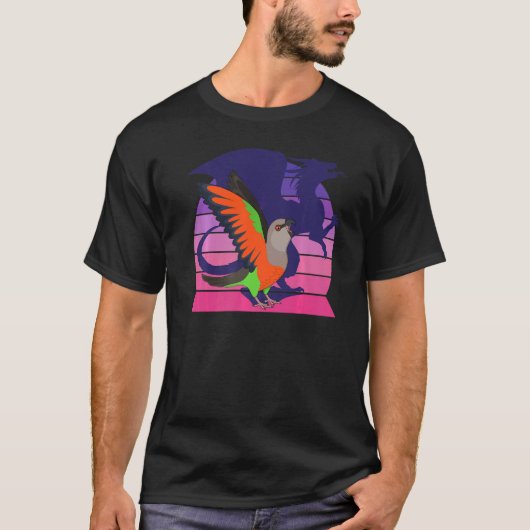 T-shirt Retro Parrot I WingwingDragon I hurle Red Belli (Devant)