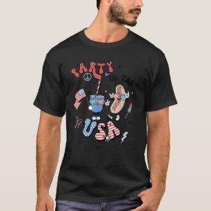 T-shirt Retro Party Aux Etats-Unis Drapeau Super 4 juillet