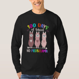 T-shirt Rétro Pas De Problème 100 Jours D'École LLama Ense