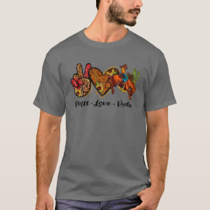 T-shirt Retro Peace Love Rodeo Cowboy Bottes Pays de l'Oue