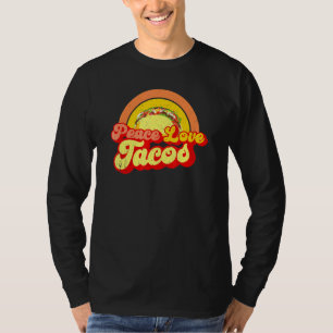 T-shirt Retro Peace Love Tacos Old School Distressed Graph