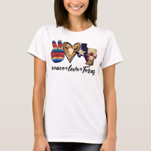 T-shirt Retro Peace Love Texas Cowboy Boots Western Countr