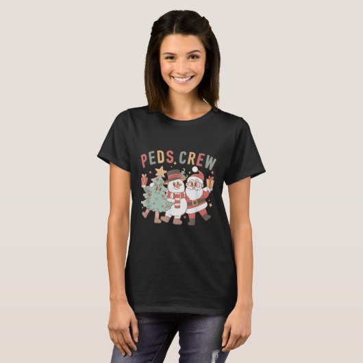 T-shirt Retro Peds Crew Christmas Pediatric Nurse Nursing (Devant entier)